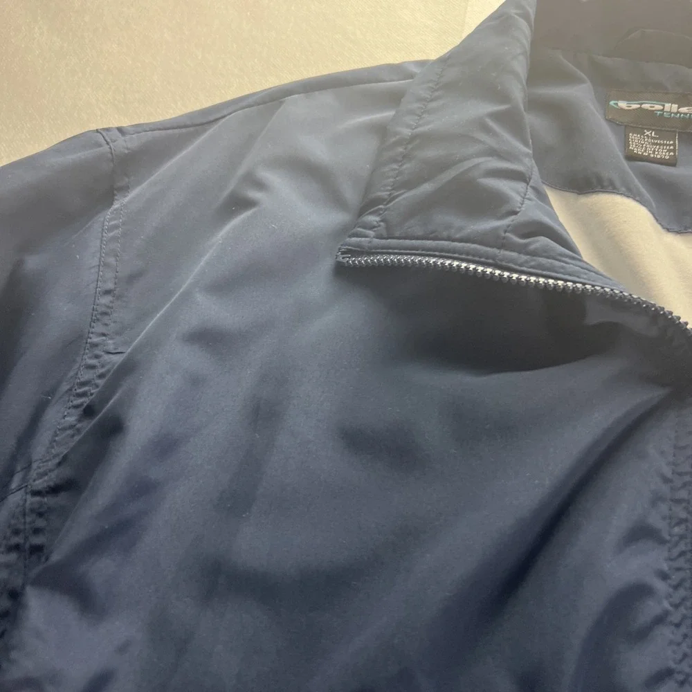 Bolle Tennis Mens Jacket Size XL Wind Breaker Full Zip Navy Blue Pockets B38